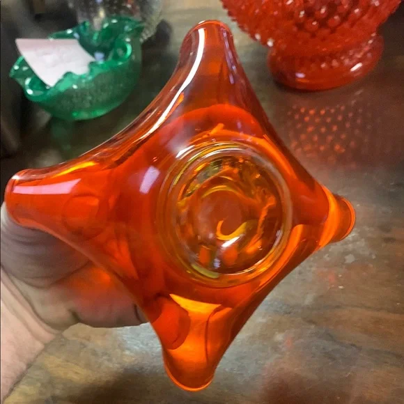 Viking Glass Persimmon “Art Deco” Small Vase - Picture 4 of 4